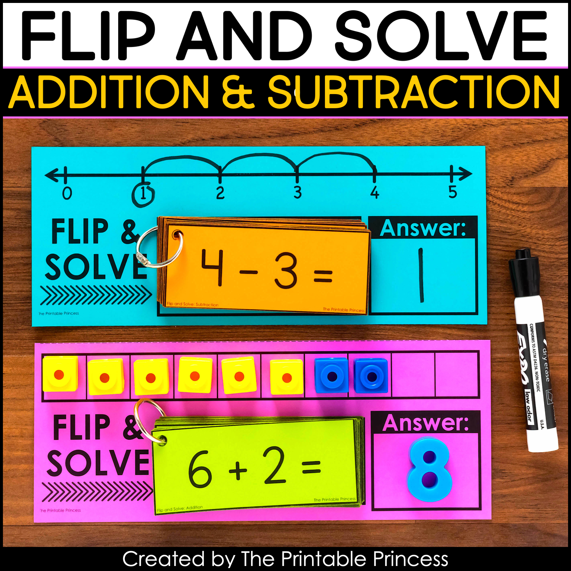 Flip And Solve With Addition And Subtraction Flash Cards The Printable Princess