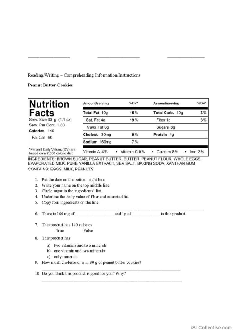 Food Labels English ESL Worksheets Pdf Doc