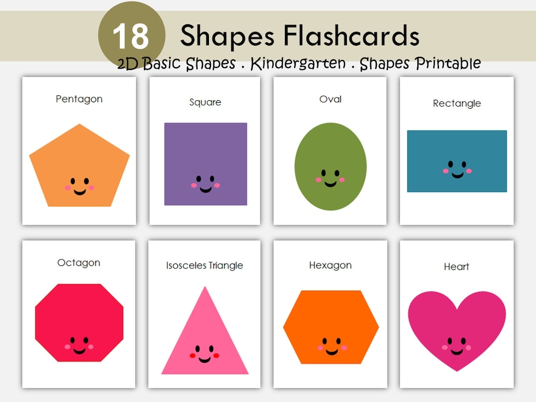 Form Karteikarten F r Kindergarten Vorschule Zum Ausdrucken 2D Grundformen Geometrische Formen Flash Karten Lernkarten Etsy de