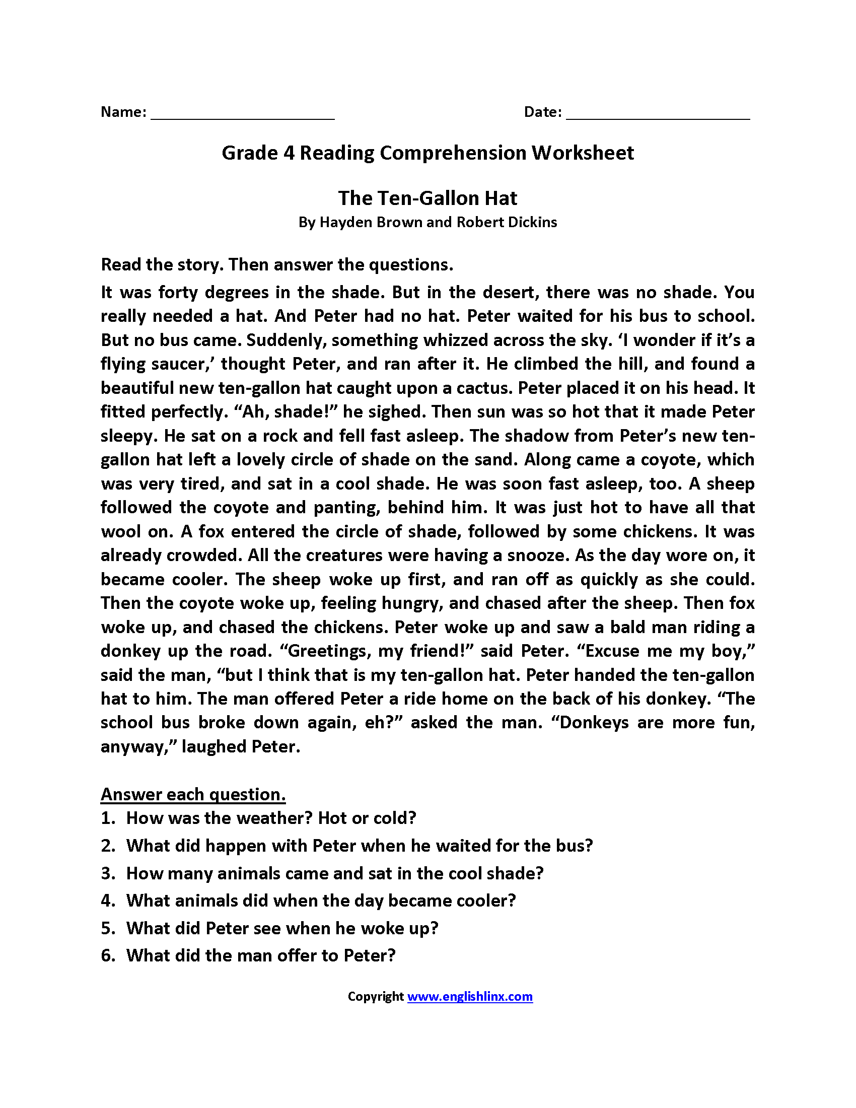 Fourth Grade Reading Worksheets Improve Fluency Comprehension