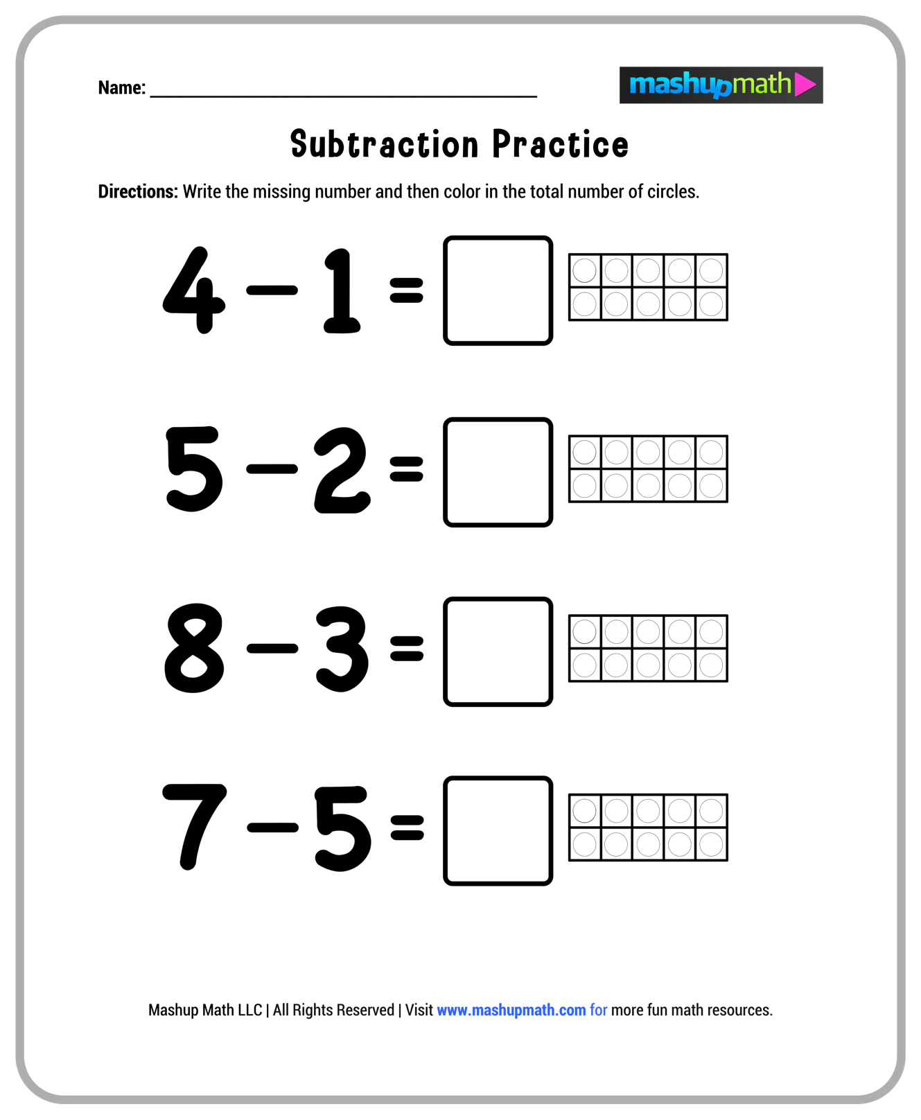 math worksheet for 1st grade