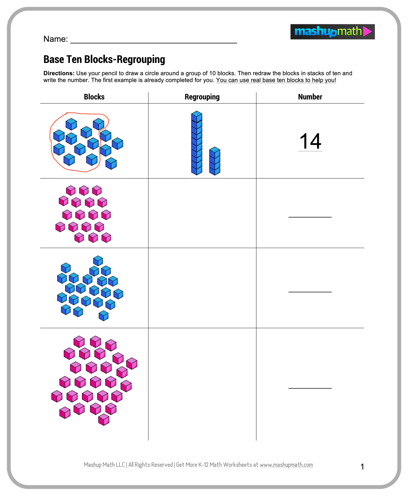 Free 1st Grade Math Worksheets Printable W Answers Mashup Math