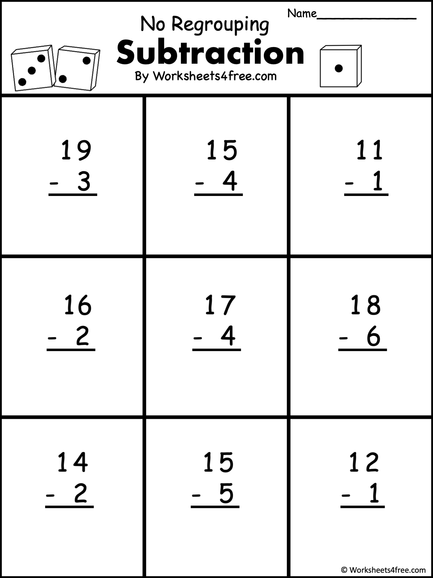 Free 2 Digit Subtraction Worksheet No Regrouping Worksheets4Free Worksheets Library