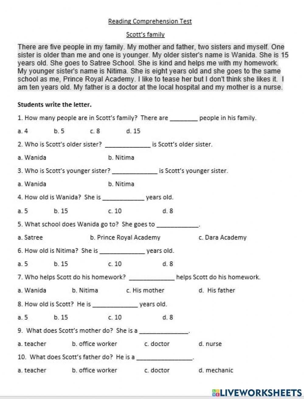 Free 3rd Grade Reading Comprehension Worksheets Games4esl Worksheets Library