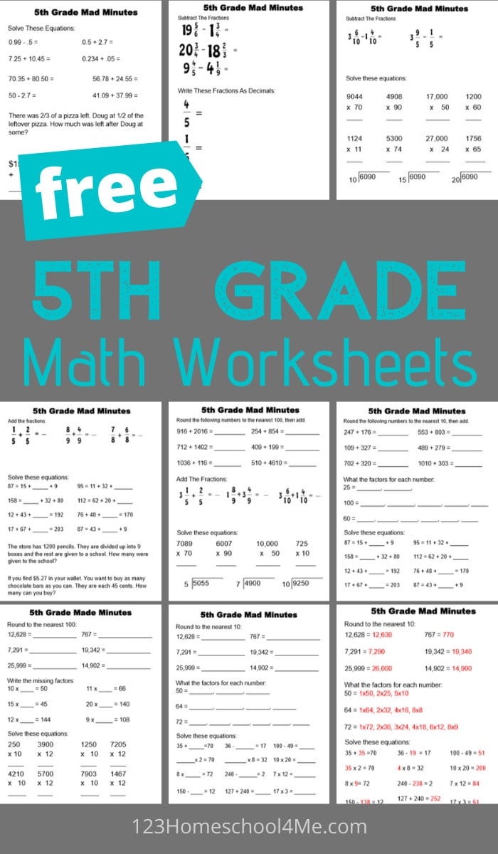 FREE 5th Grade Math Worksheets