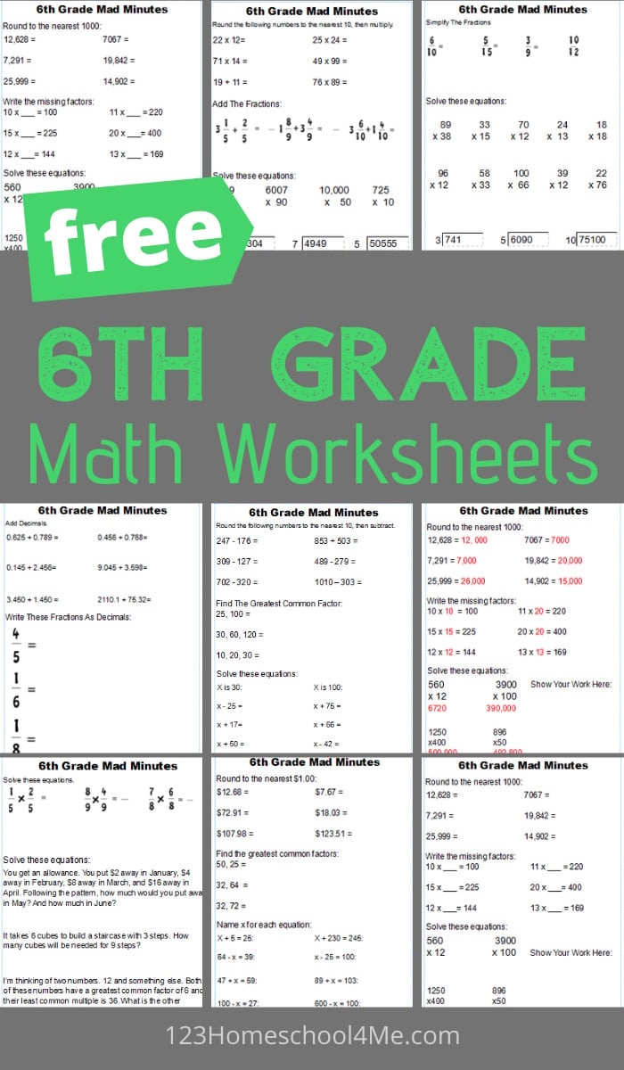 grade 6 math worksheets pdf free download