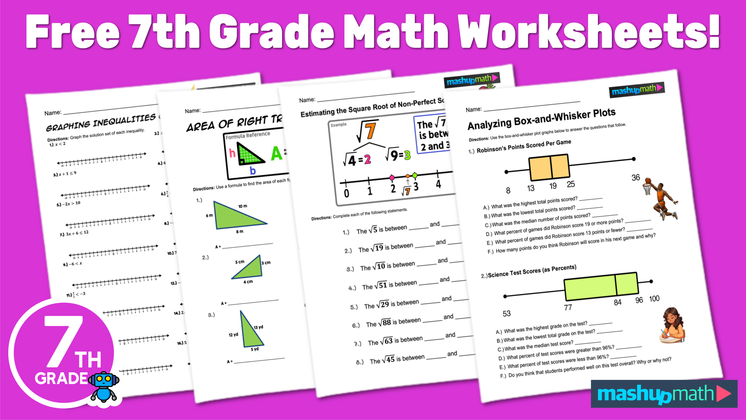 math worksheets for seventh graders free