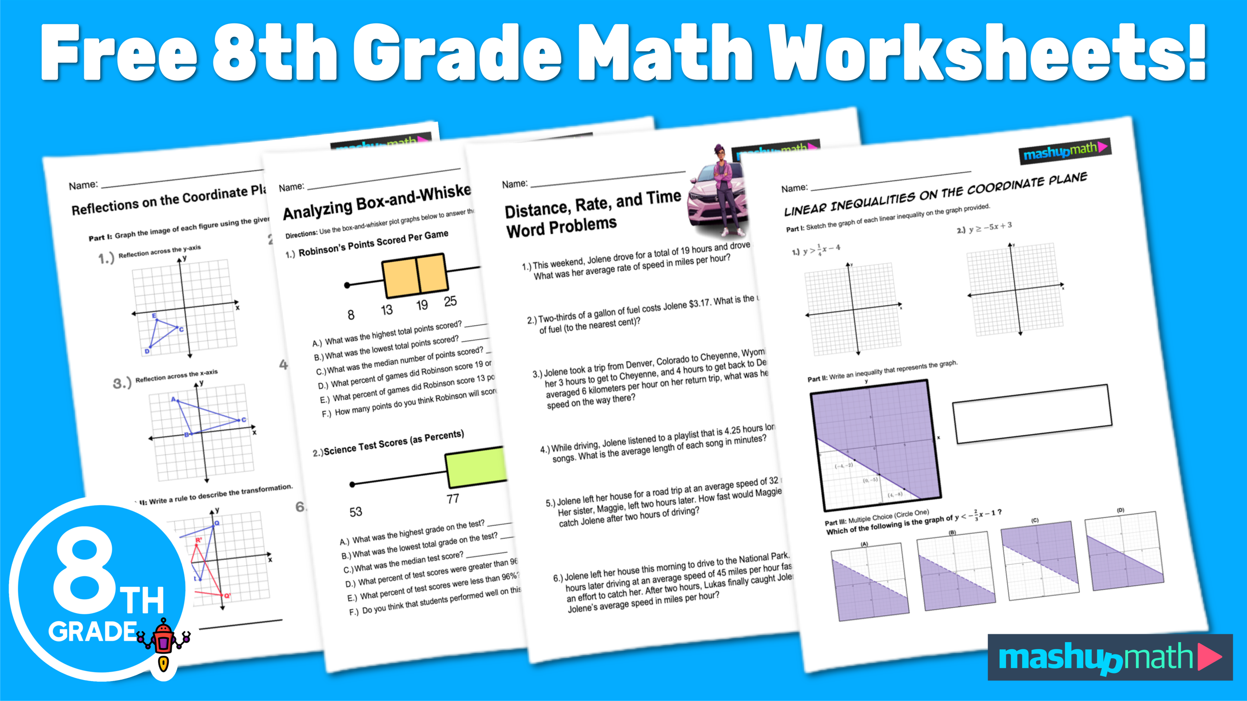 8th grade math review worksheets