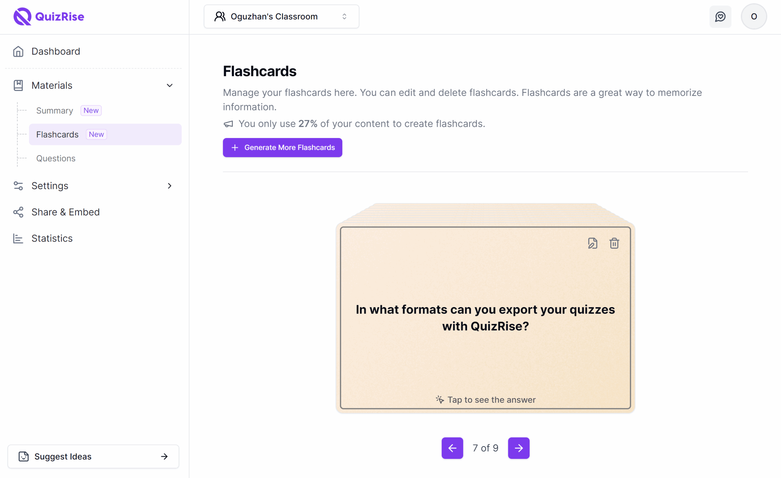 Free AI Flashcard Generator QuizRise