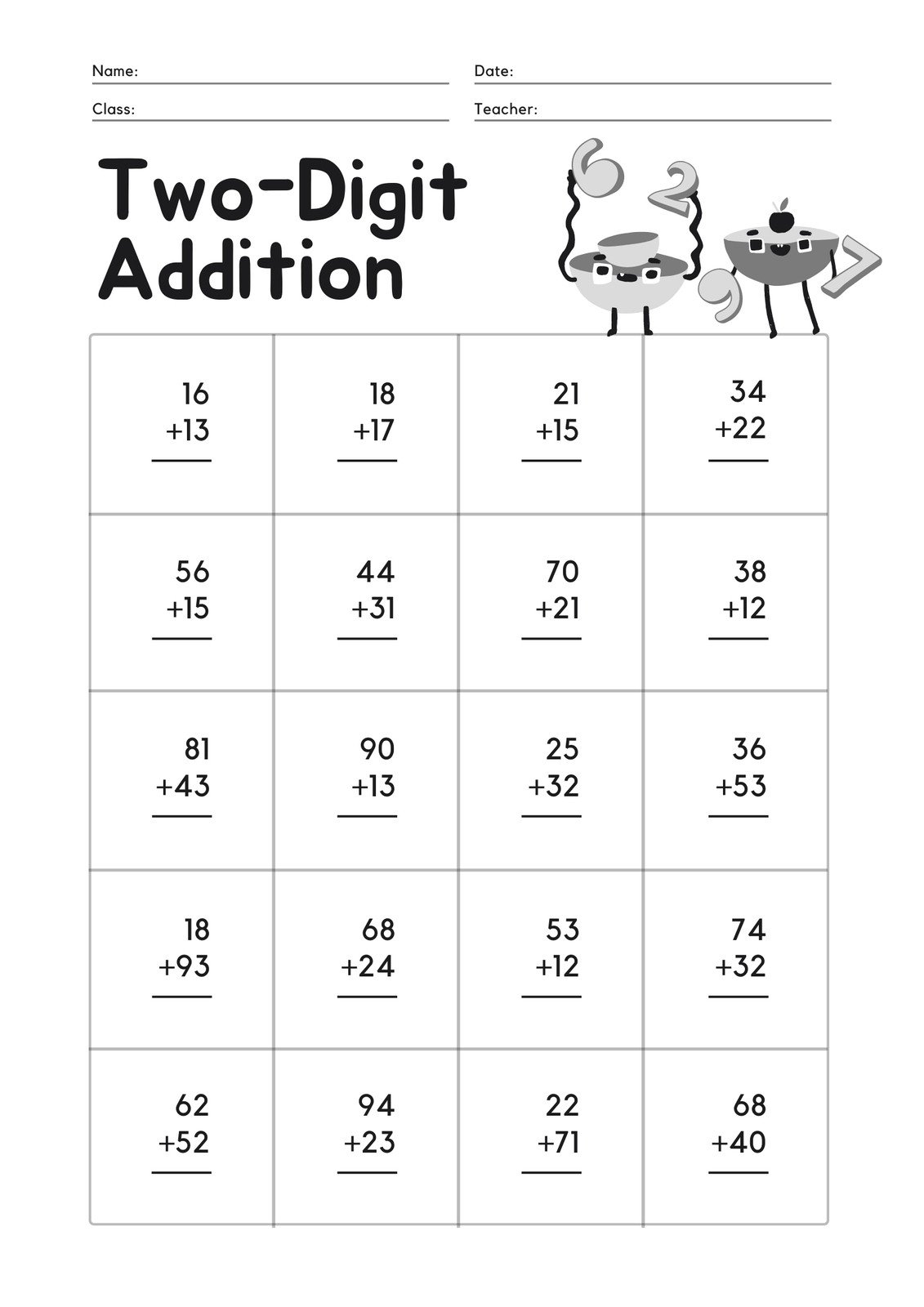 Free And Customizable Addition Templates Canva