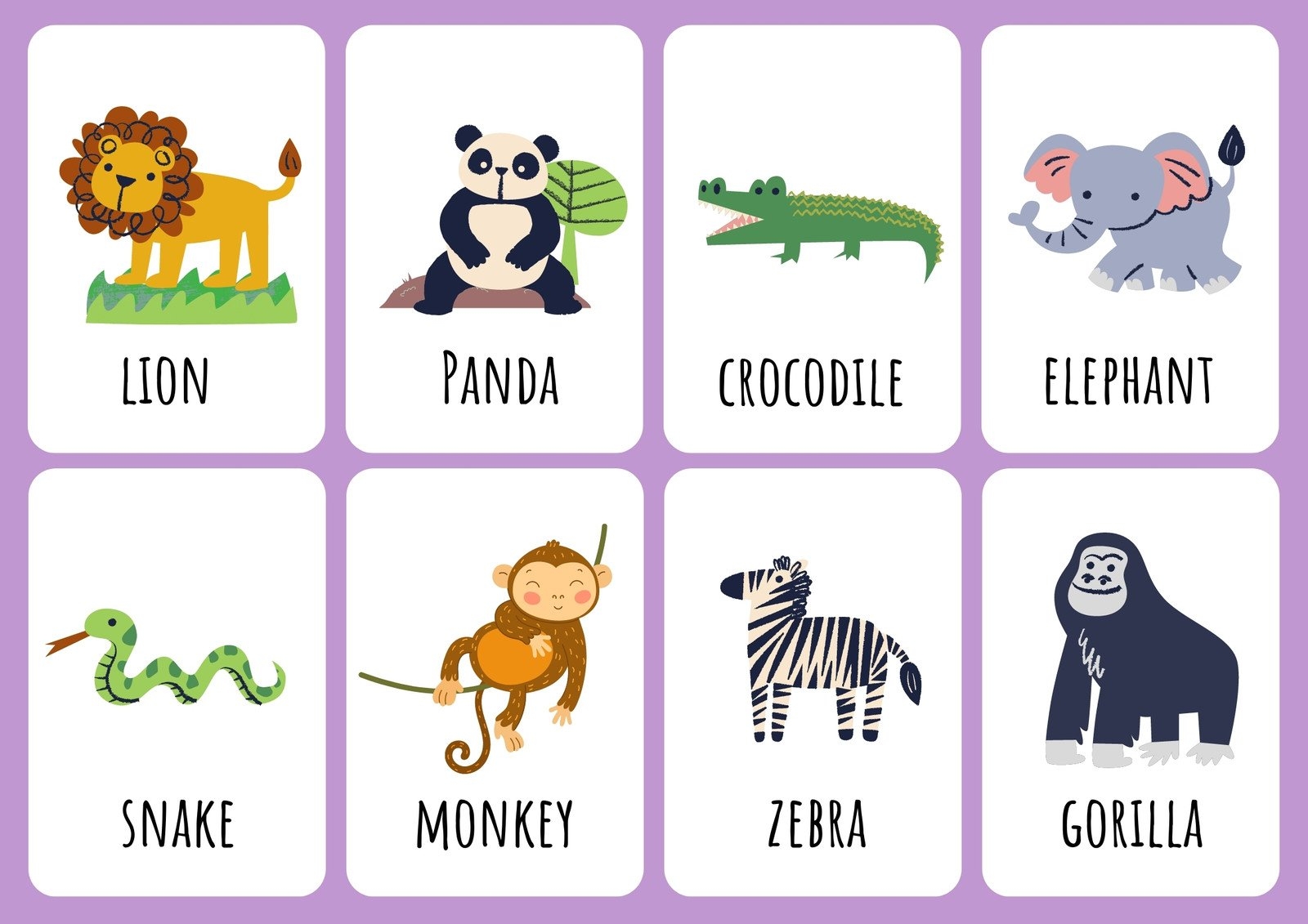 Free Animal Flashcards To Customize And Print Canva Worksheets Library
