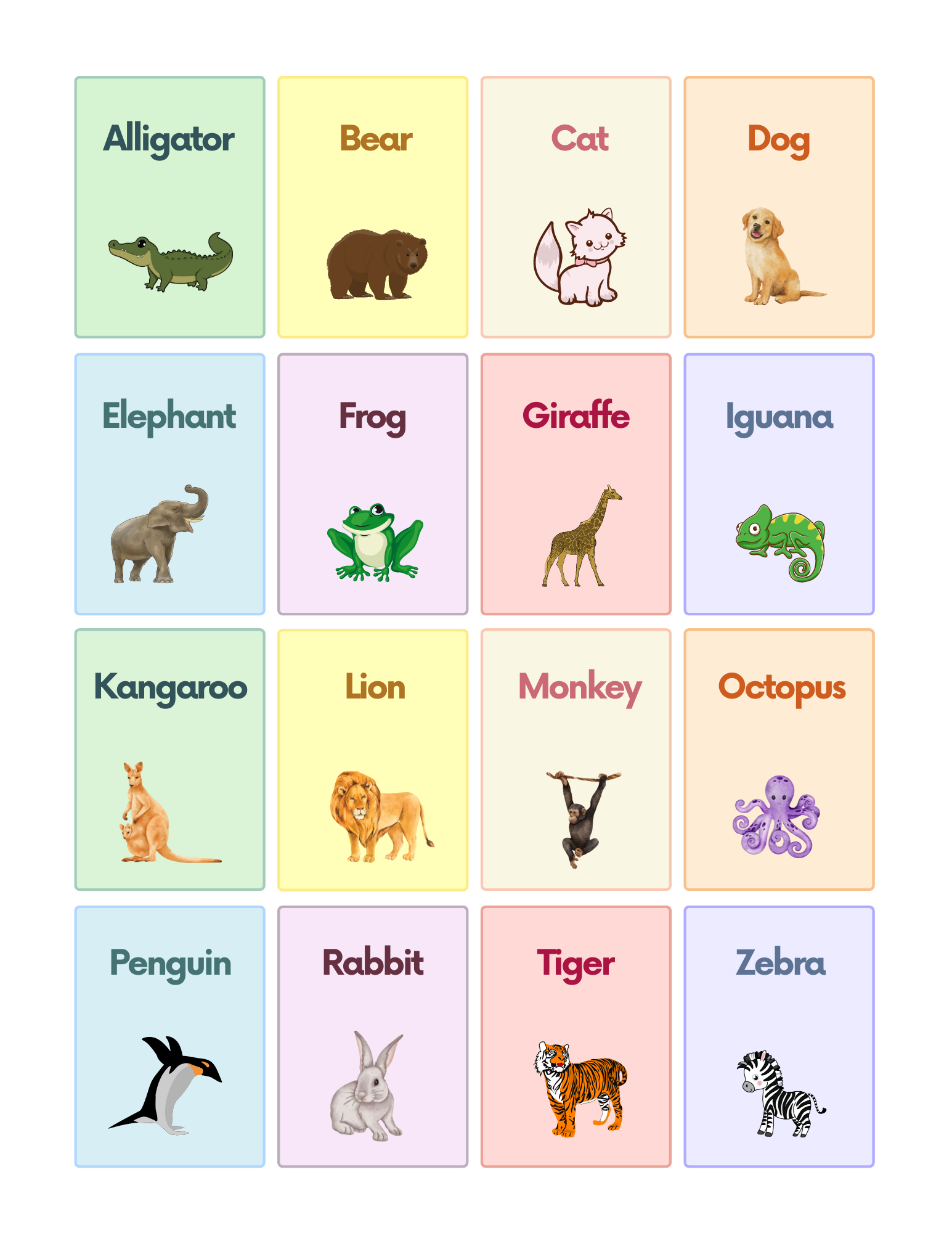 Free Animals Flashcards For Autism And Speech Therapy AutisticHub
