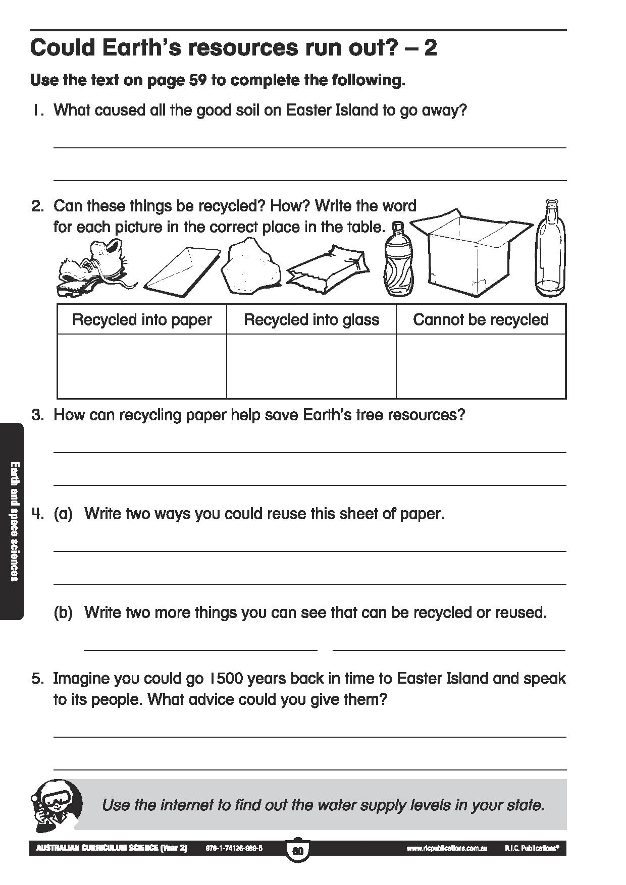 free science worksheets