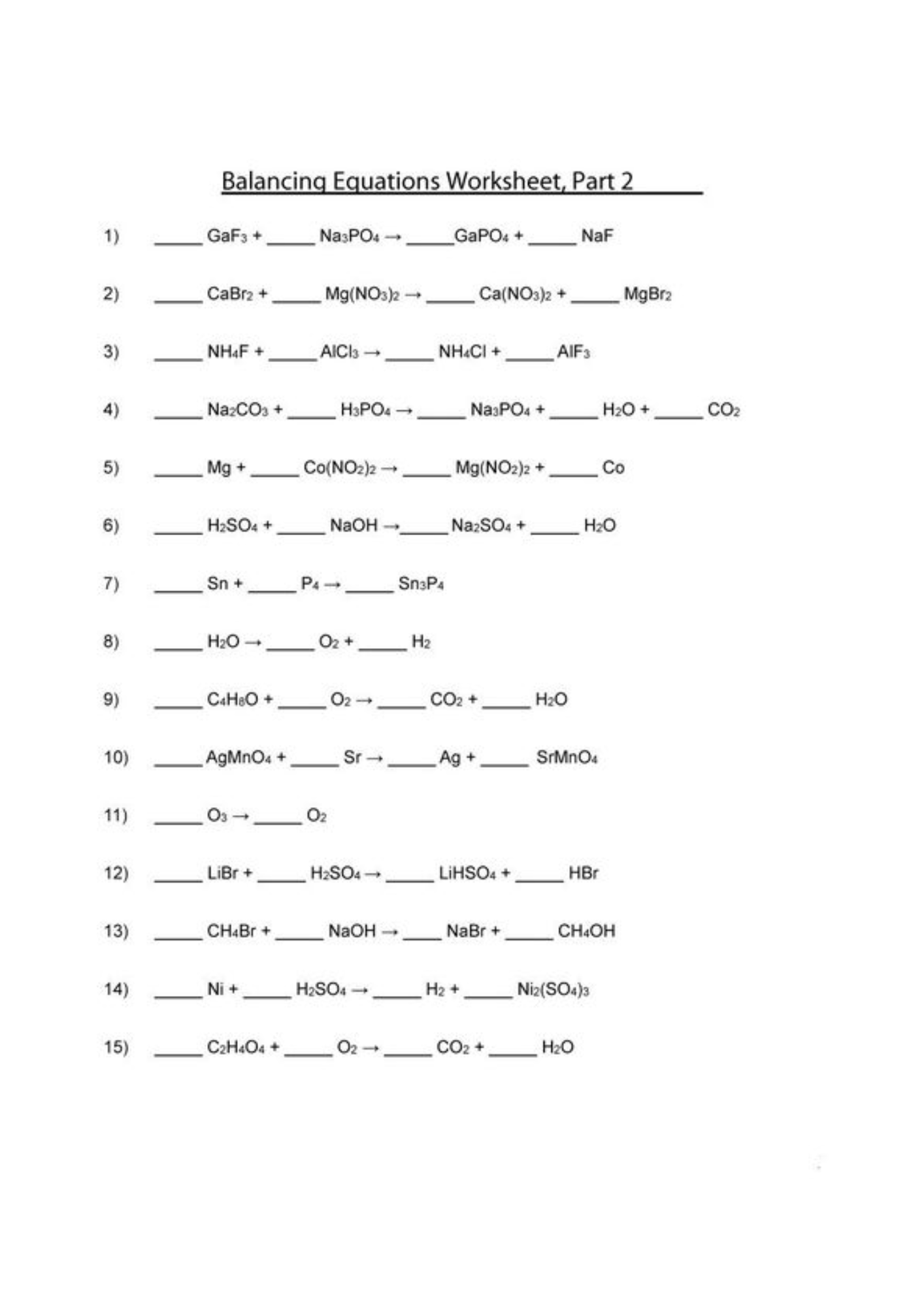 Free Balancing Equations Worksheets Worksheets Get Worksheet
