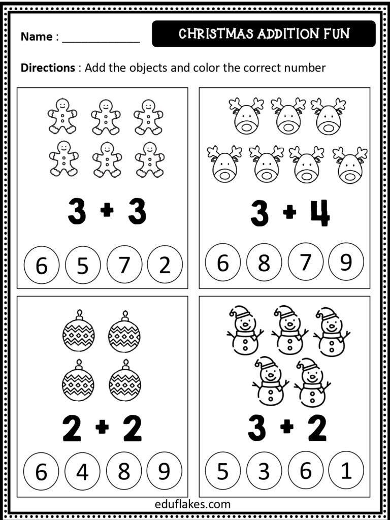Free Christmas Math Worksheets For Kindergarten Eduflakes Free Christmas Math Worksheets For Kindergarten Eduflakes