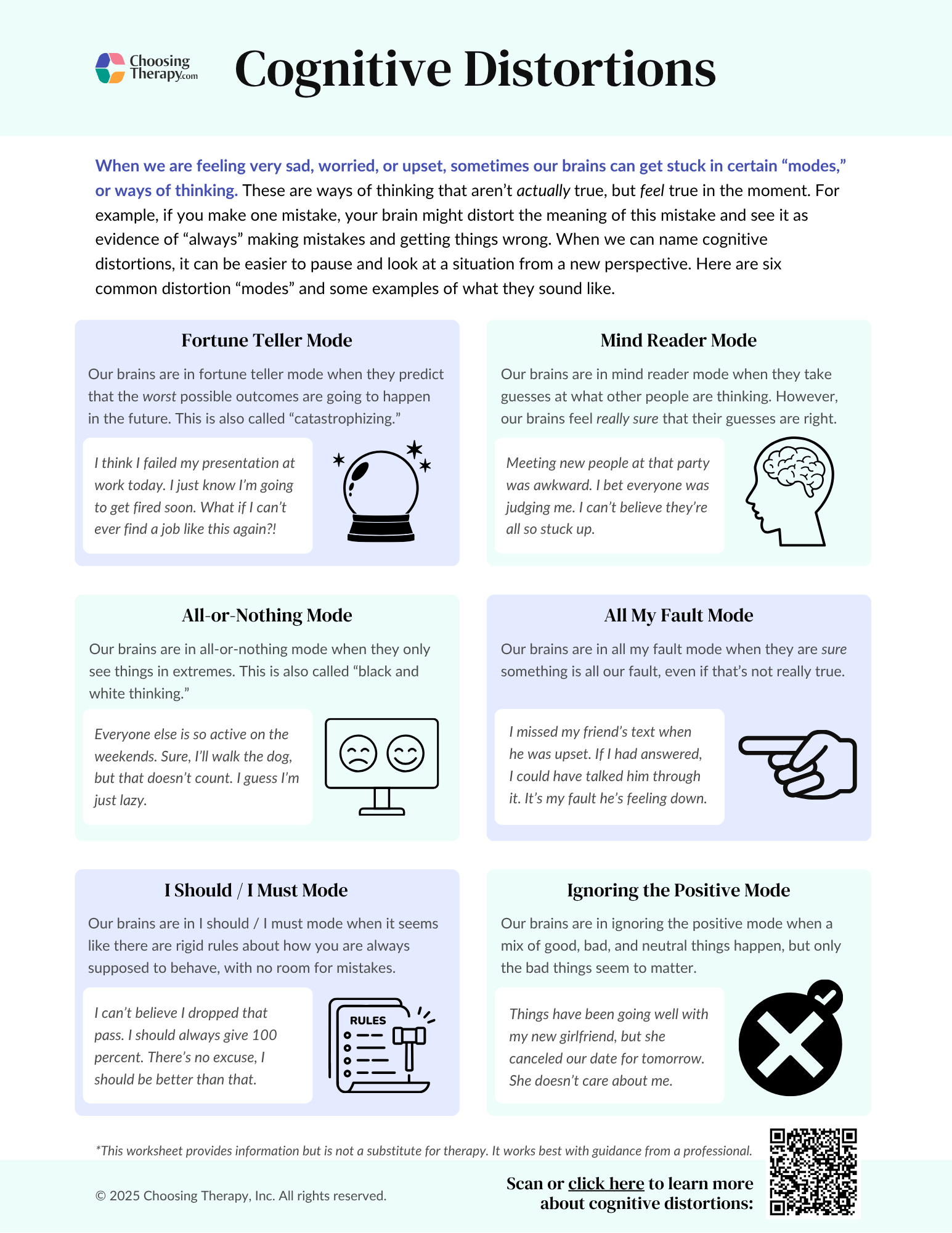 Free Cognitive Distortions Worksheet PDF Download ChoosingTherapy
