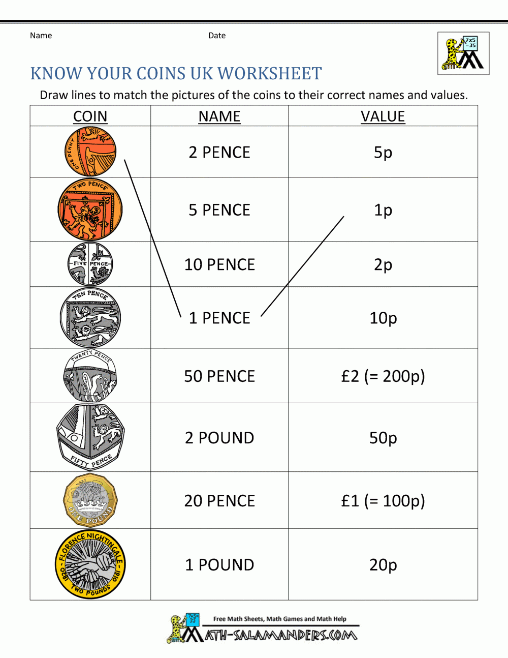counting money worksheet