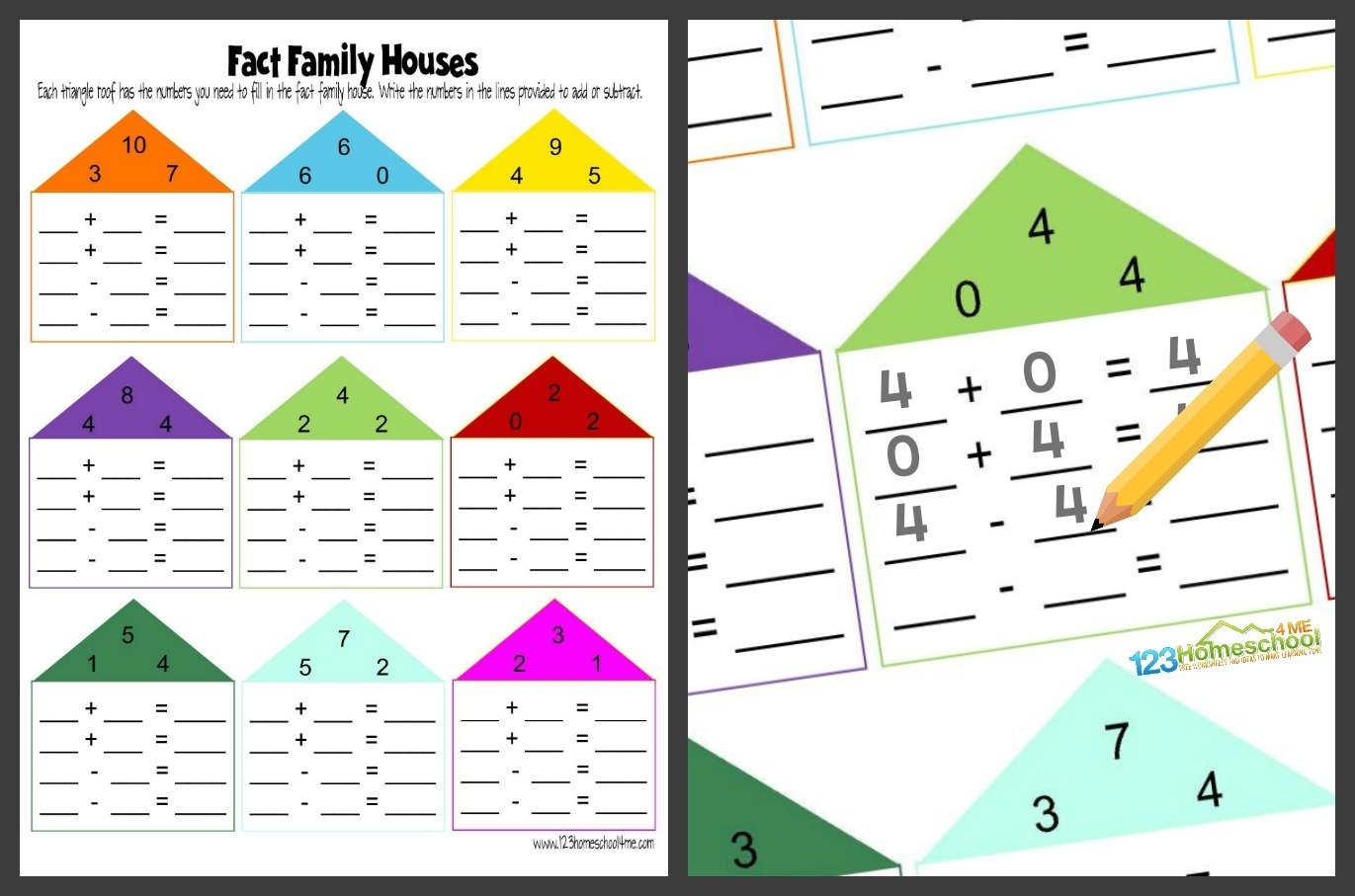 FREE Fact Family Worksheets For Kindergarten And 1st Grade FREE Fact Family Worksheets For Kindergarten And 1st Grade