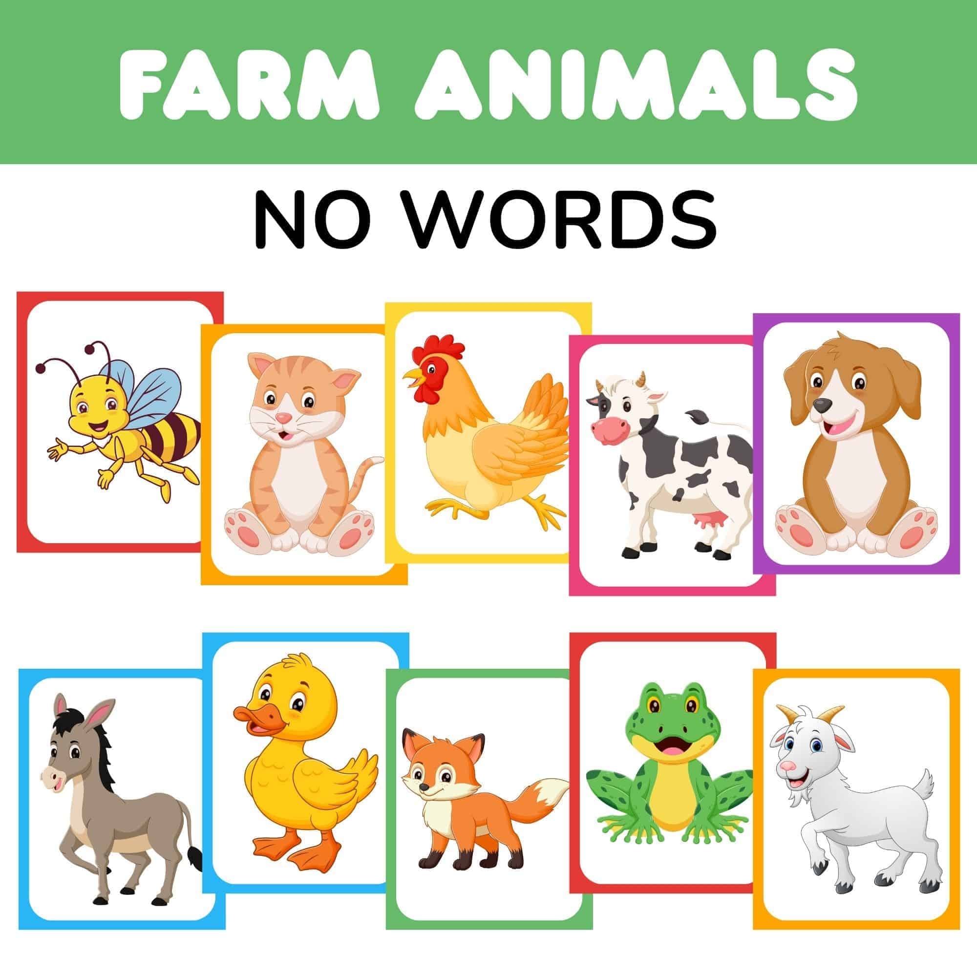 Free Farm Animal Flashcards Without Words PDF