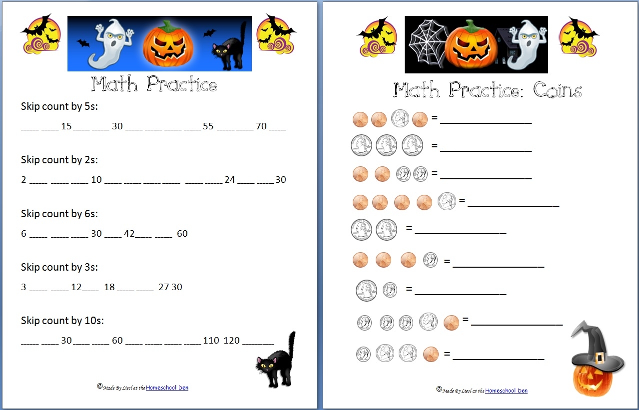 halloween math worksheets