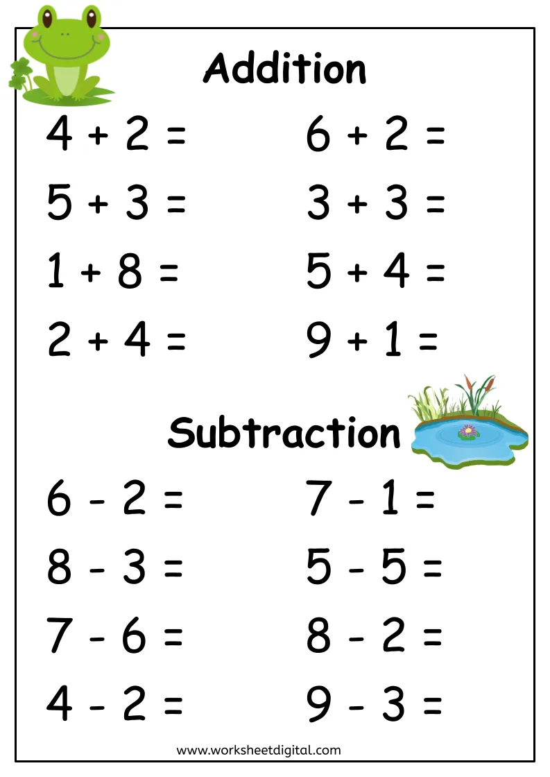 Free Kindergarten Addition And Subtraction Printables Download Free Kindergarten Addition And Subtraction Printables Png Images Free Worksheets On Clipart Library