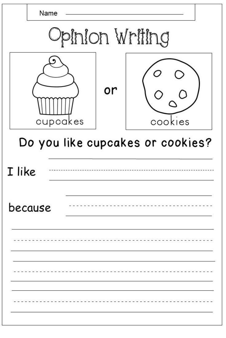 Free Kindergarten Opinion Writing Worksheet