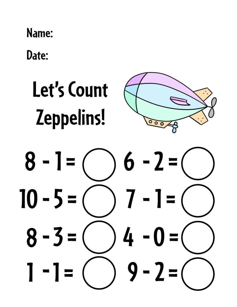 subtraction worksheets for kindergarten