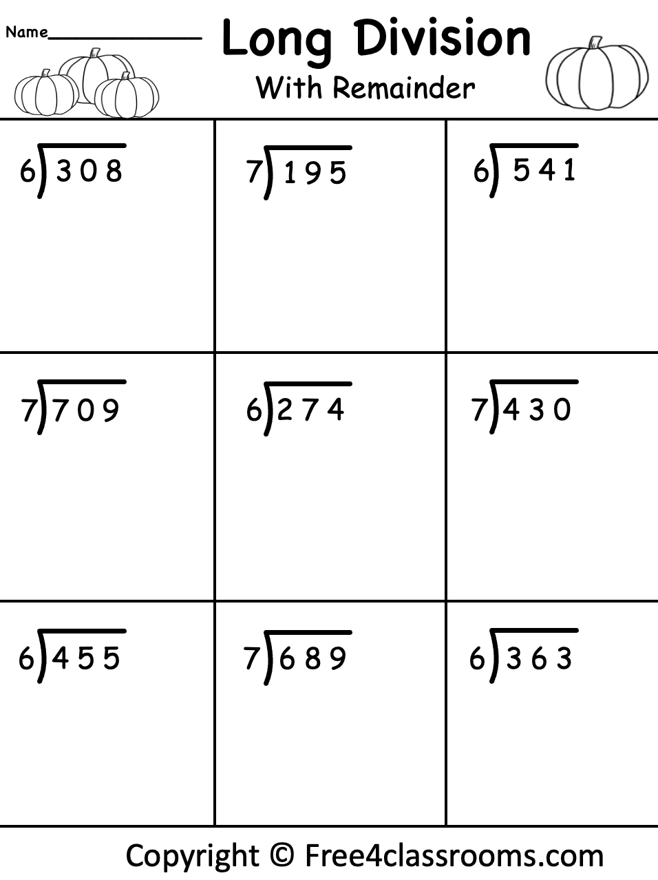 division with remainders worksheet