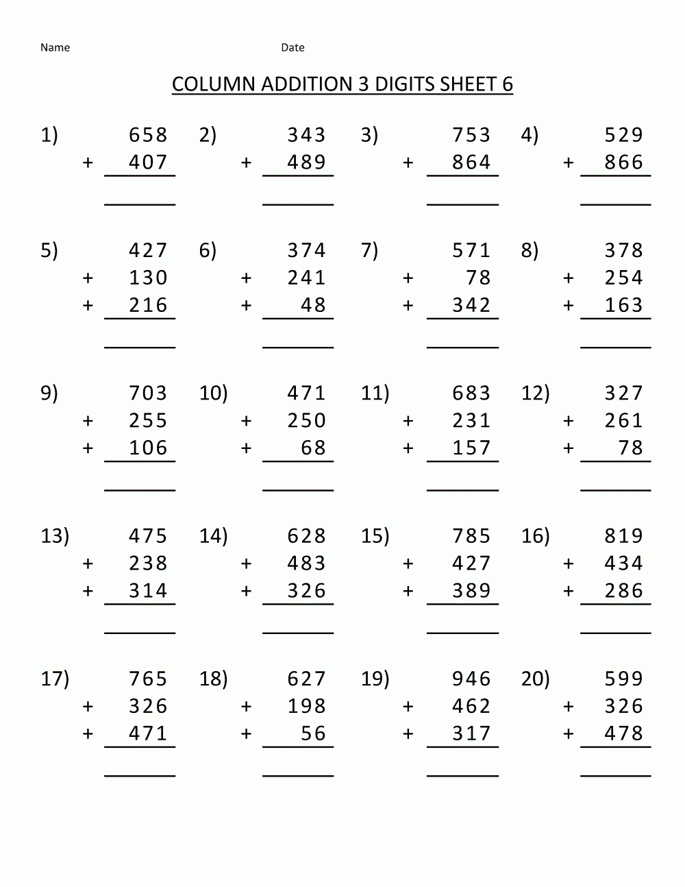 Free Math Sheets