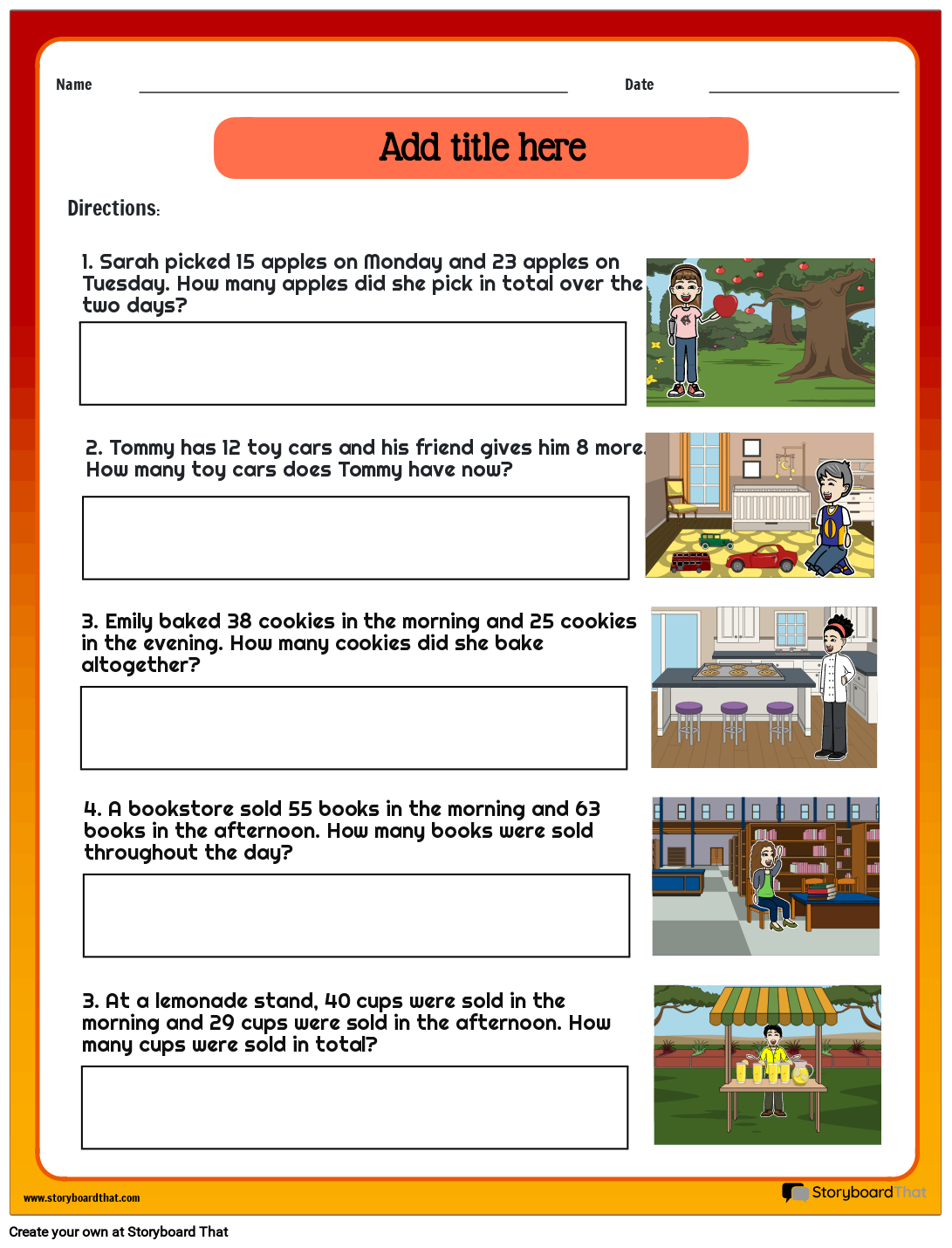 Free Math Word Problems Create Print Worksheets 2025