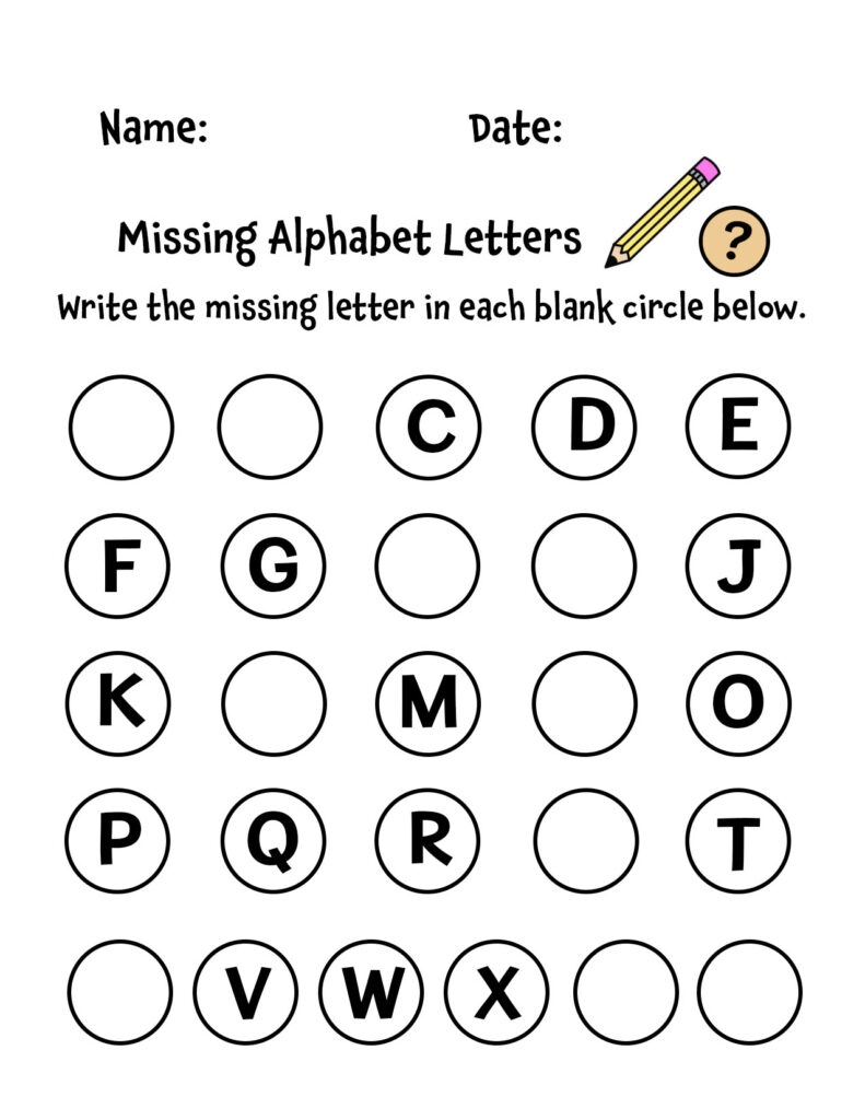 Free Missing Letters Worksheets For Preschool The Hollydog Blog