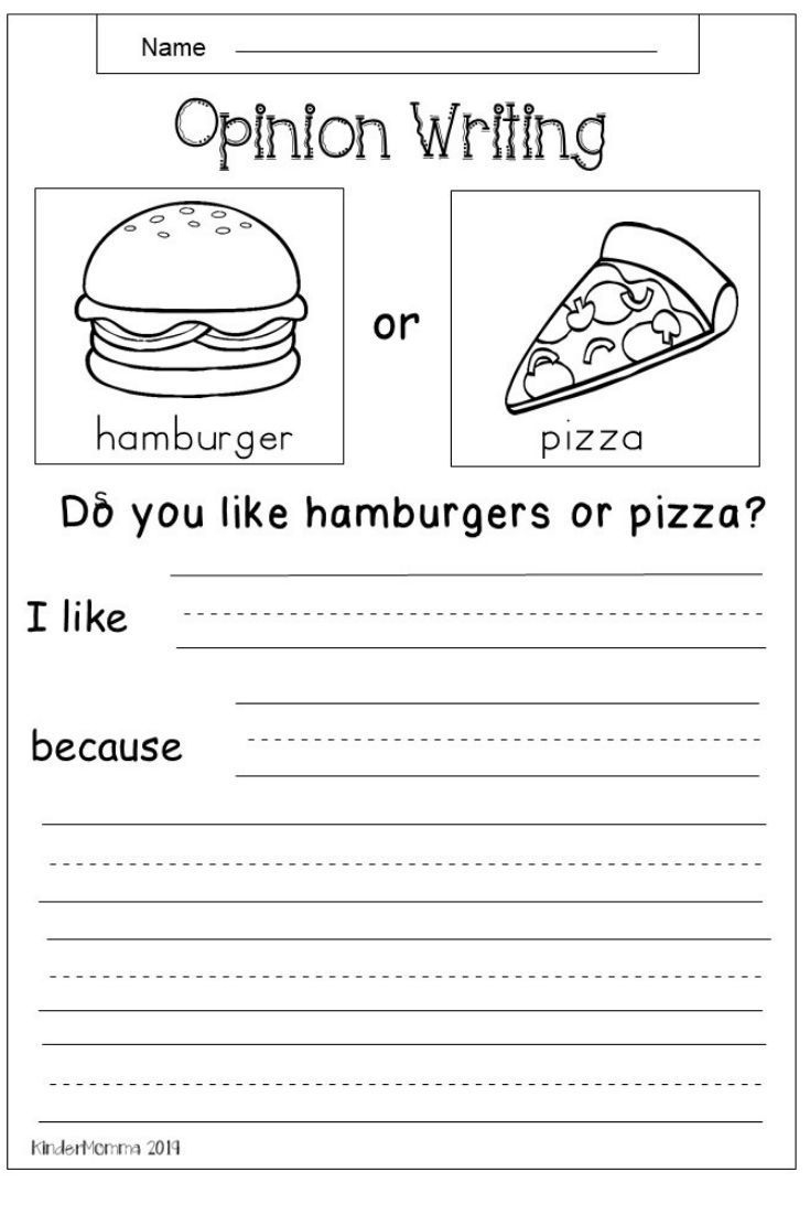 Free Opinion Writing Worksheet Kindermomma