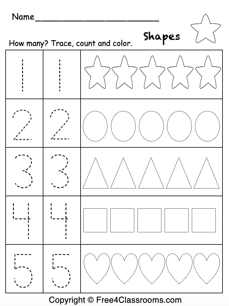 pre kg maths worksheets