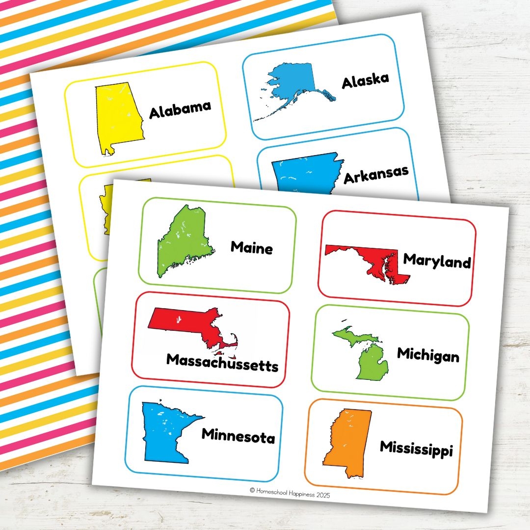 Free Printable 50 States Flashcards For Homeschool Fun