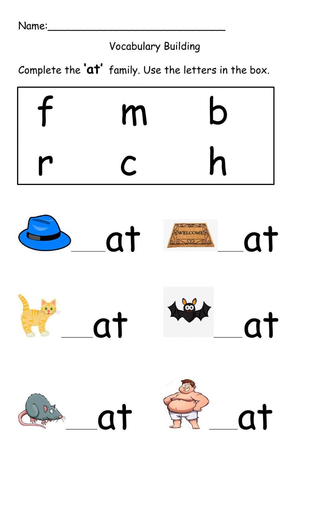 at word family worksheets