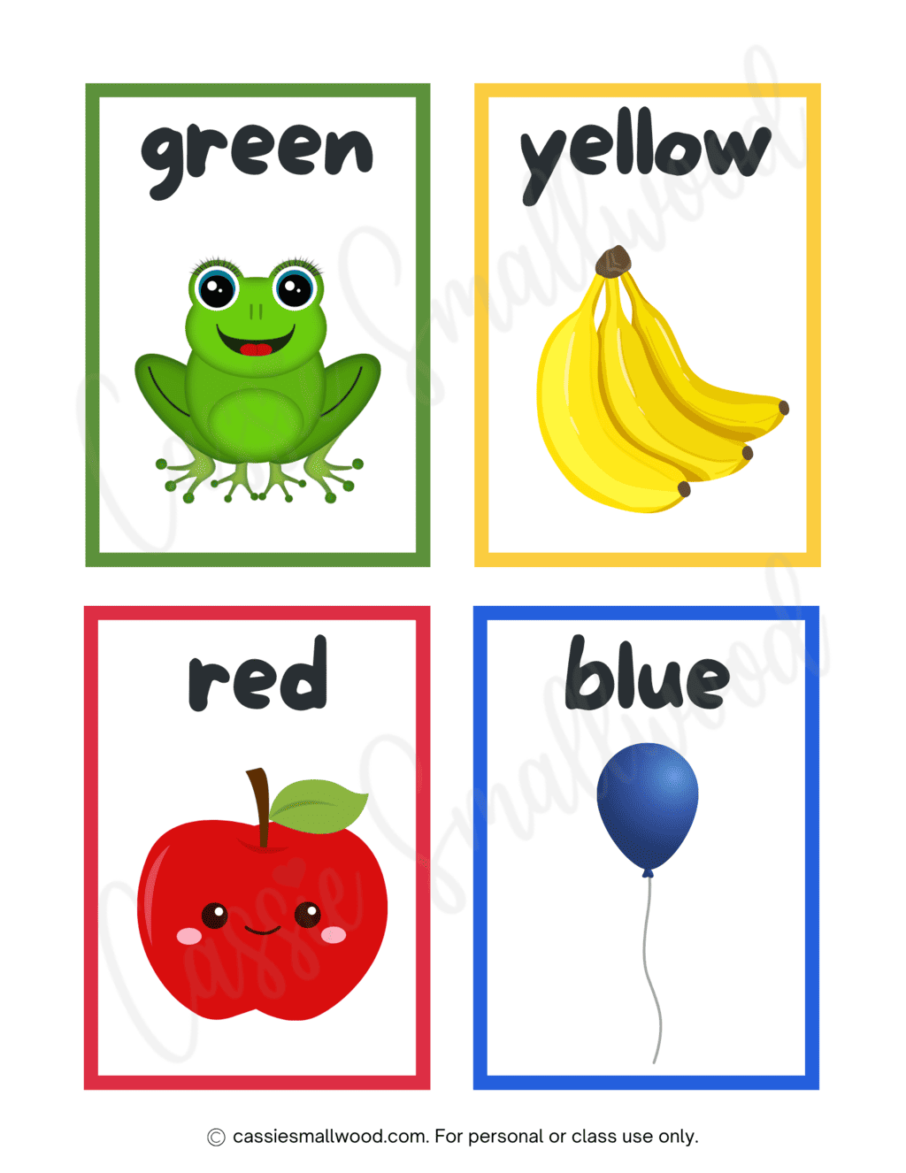 color flashcards printable