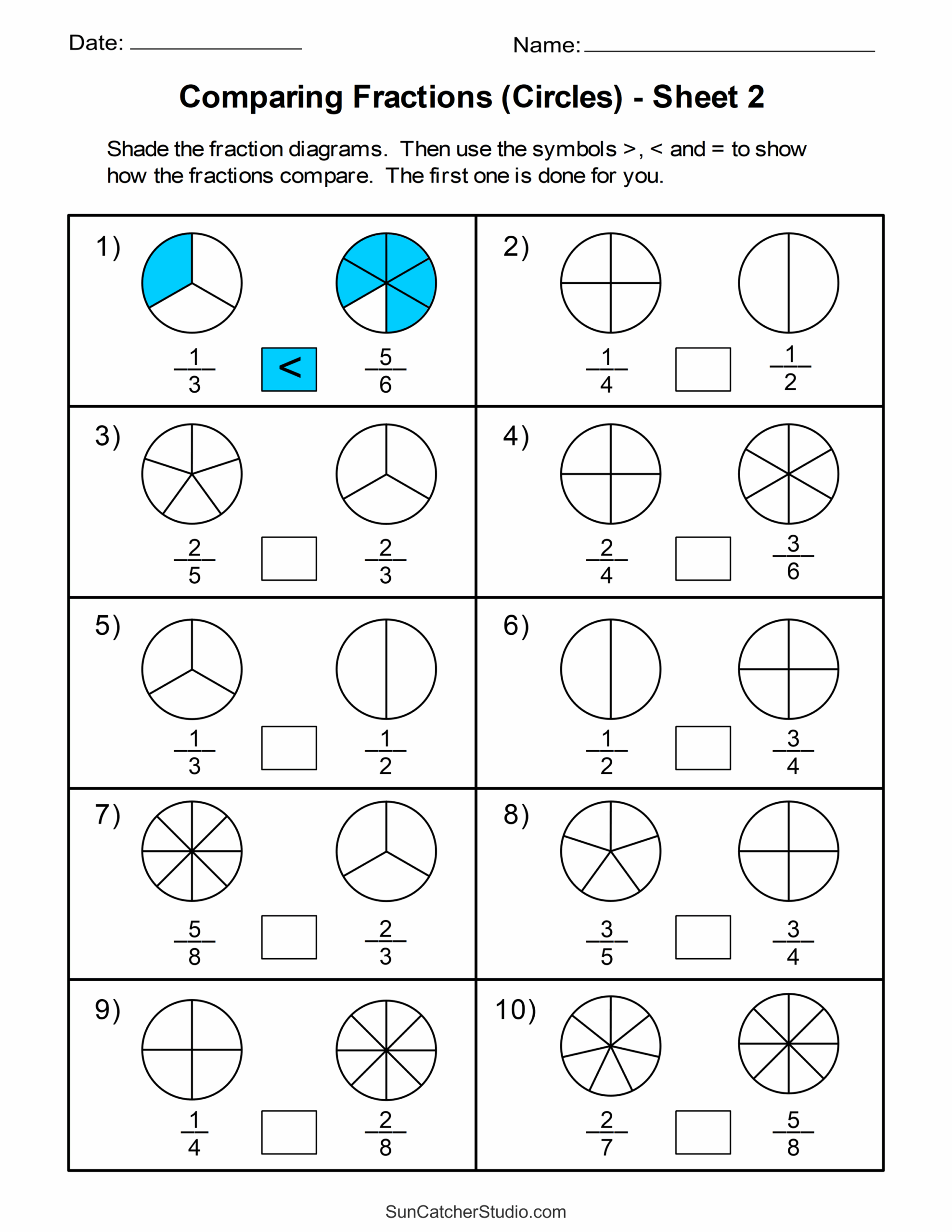 Free Printable Fractions Worksheets Comparing Identifying Free Printables Monograms Design Tools Patterns DIY Projects