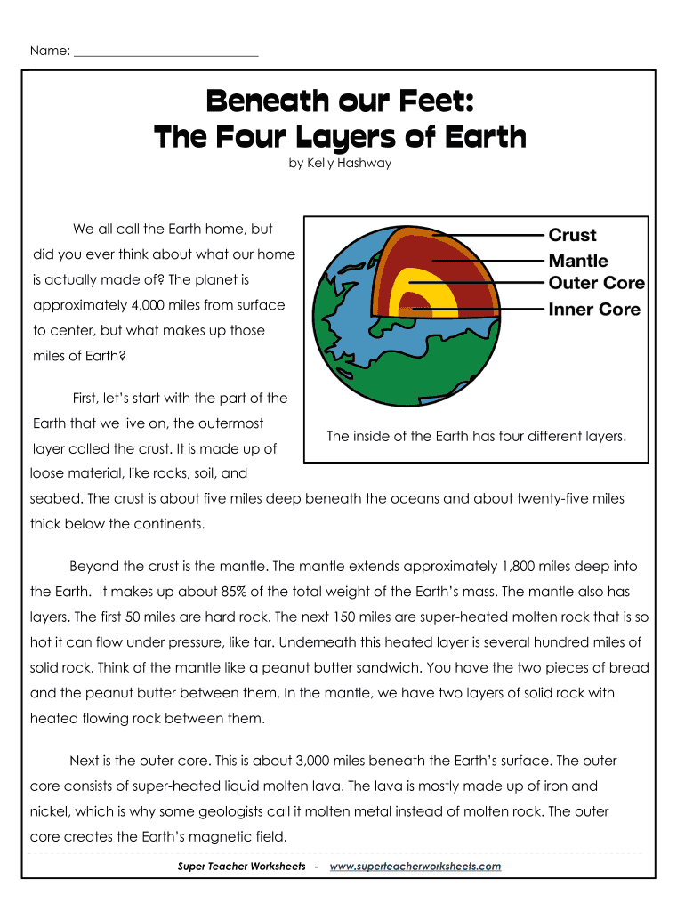 Free Printable Layers Of The Earth Worksheets Fill Out Sign Online DocHub