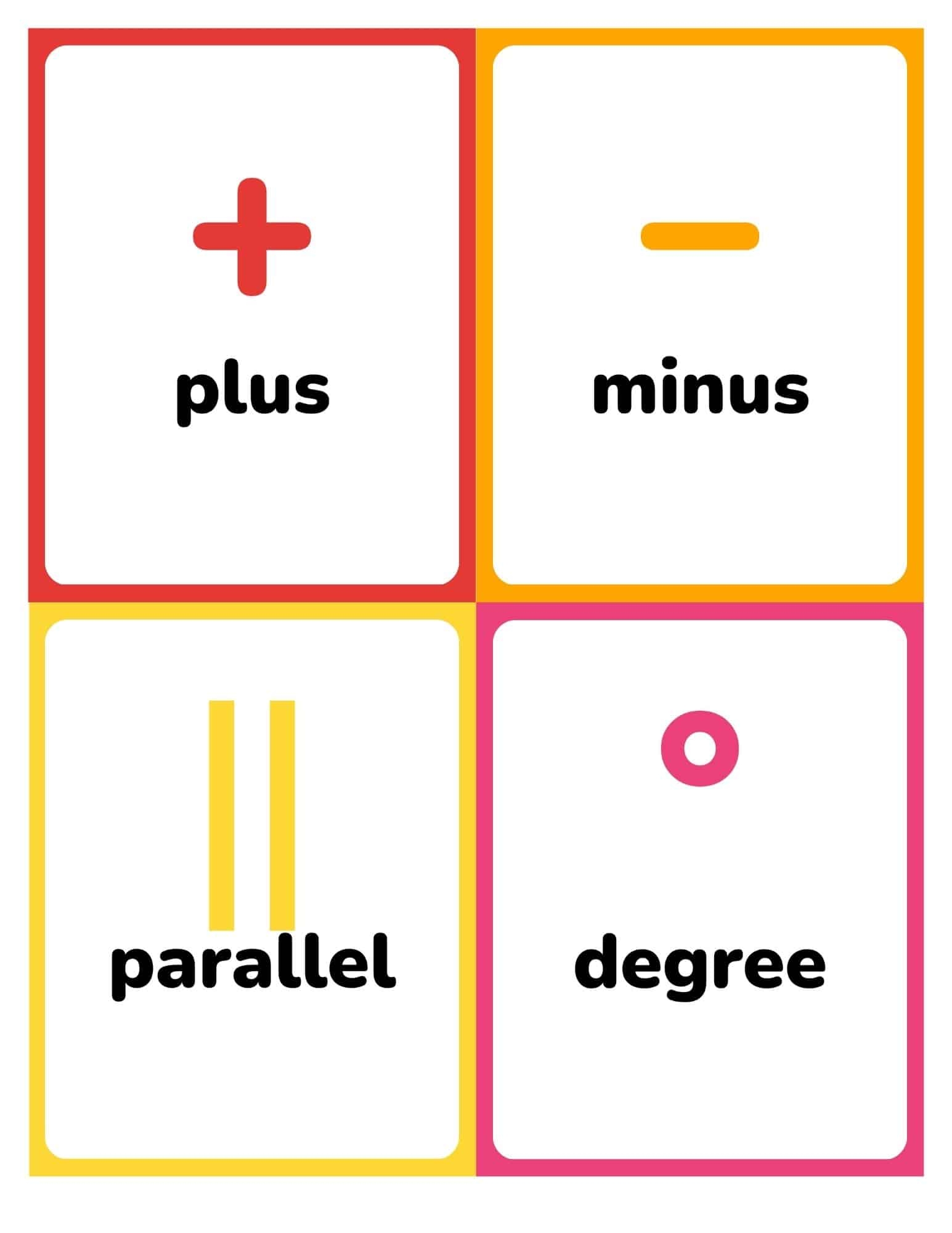 math symbols flashcards