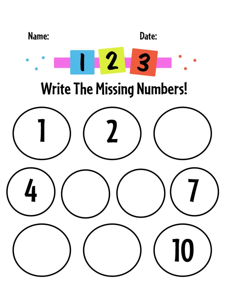 missing numbers worksheet
