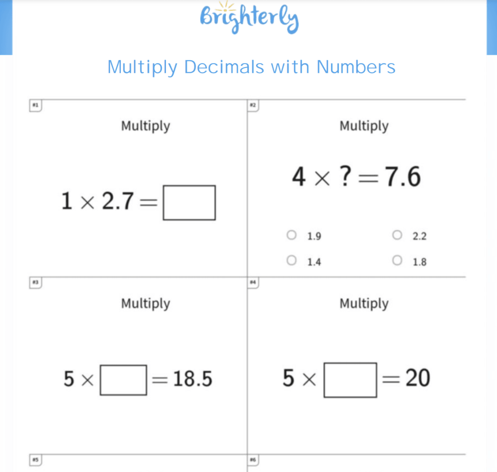 Free Printable Multiplying Decimals Worksheets PDF Brighterly