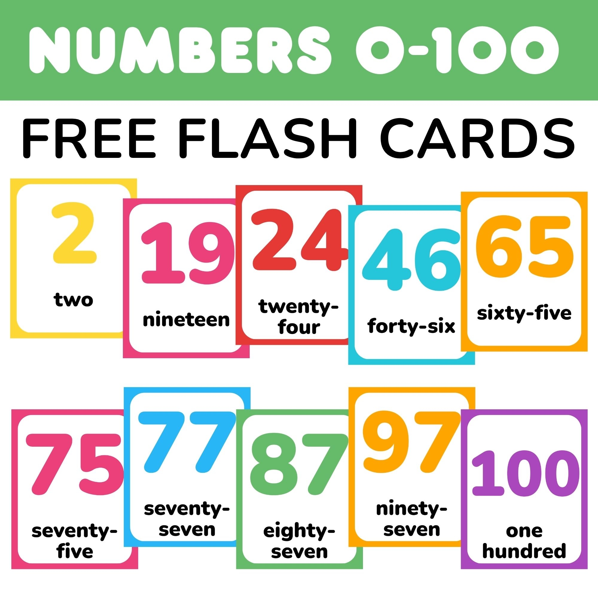 Free Printable Number Flashcards 0 100 With Words