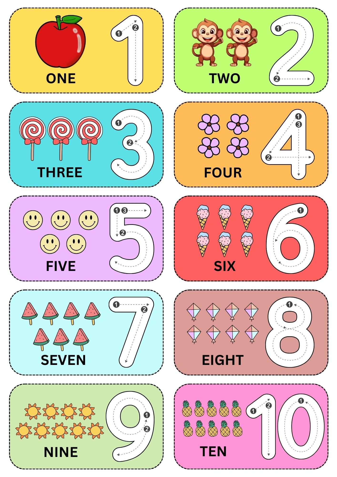 number flashcards 1-10