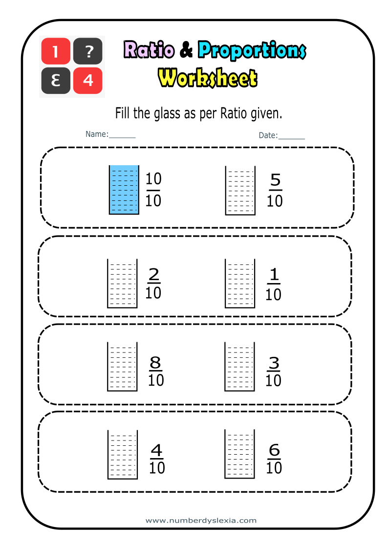 Free Printable Ratio And Proportion Worksheets PDF Number Dyslexia