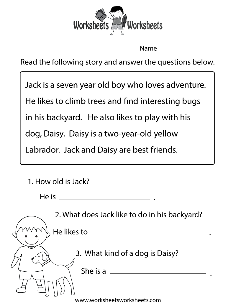 reading comprehension worksheets pdf free