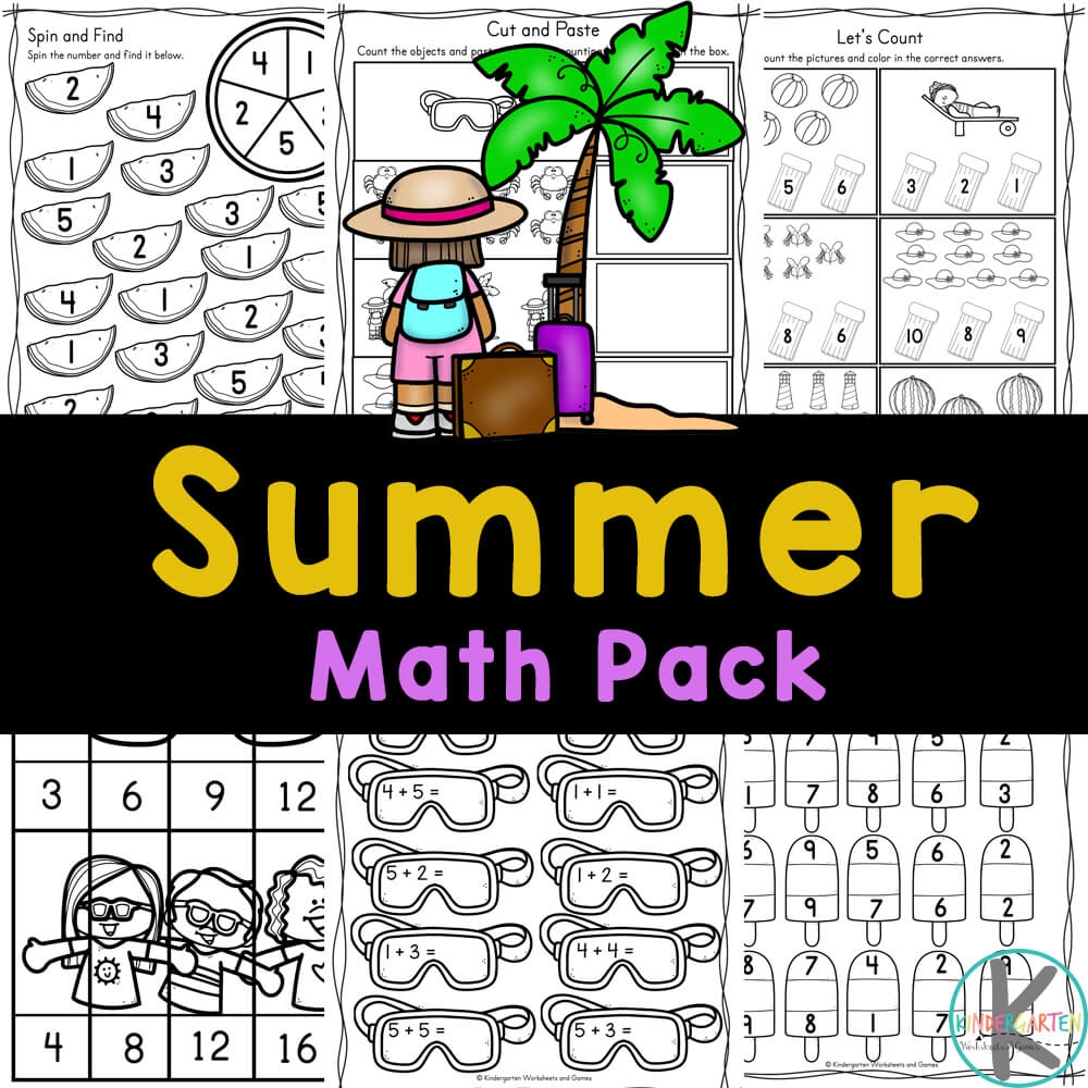 FREE Printable Summer Math Worksheets For Kindergarten