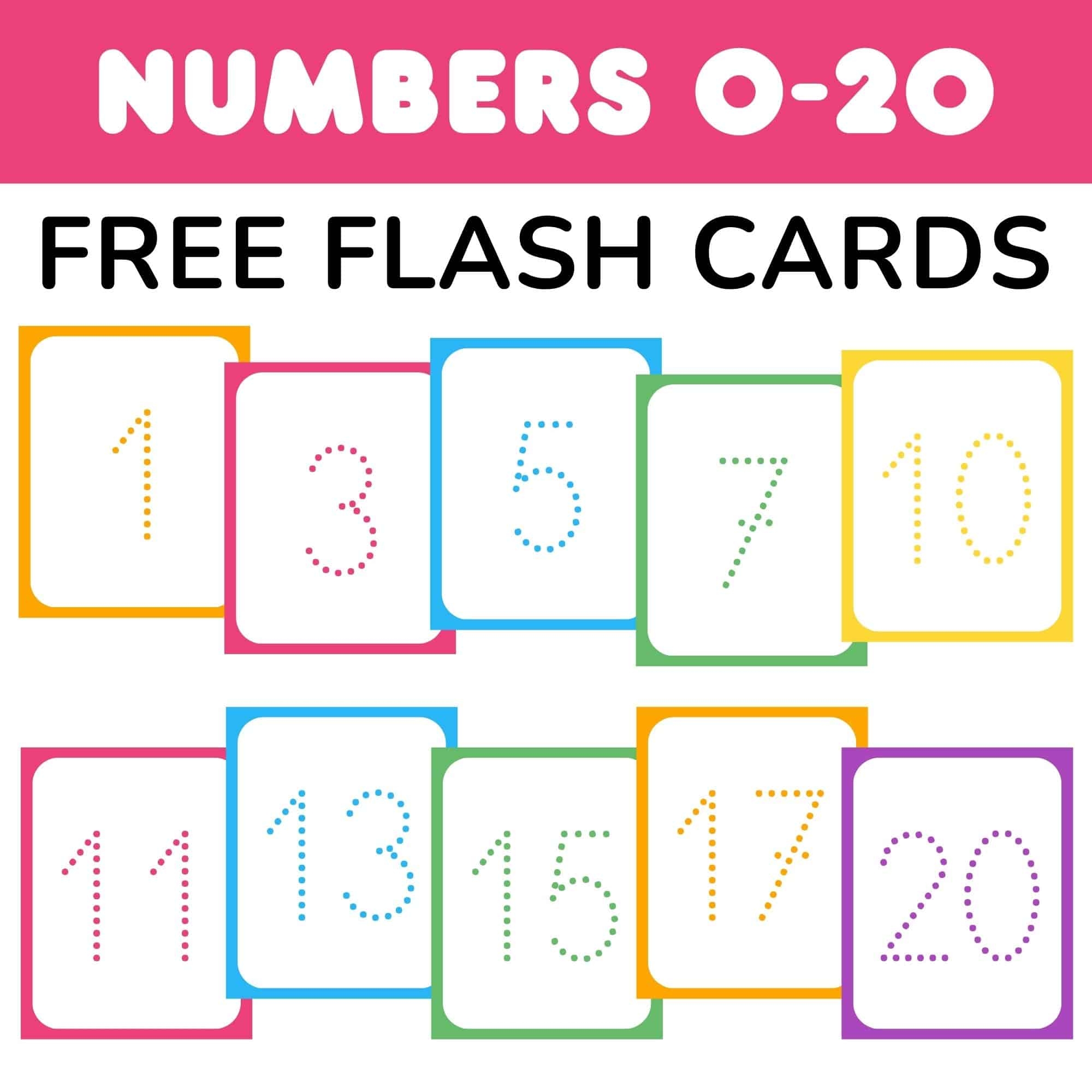 Free Printable Tracing Number Flashcards 0 20