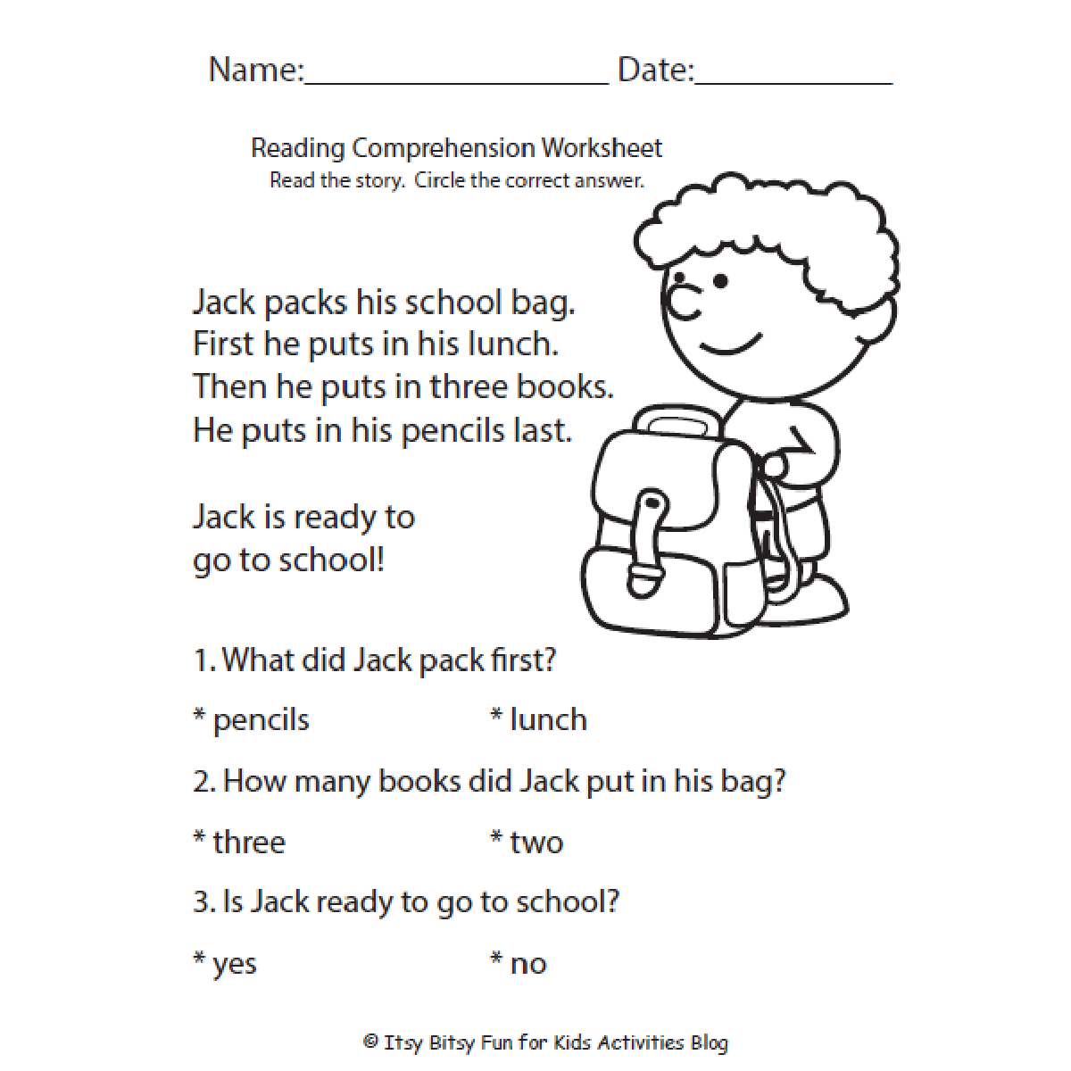 easy reading comprehension worksheets