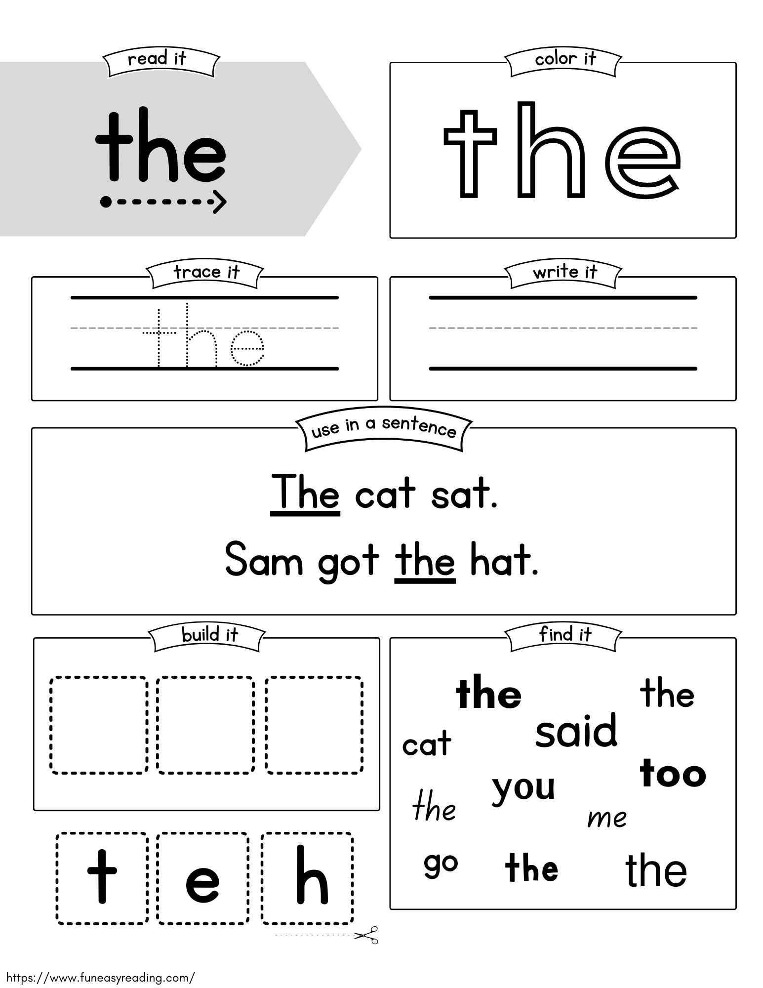 the sight word worksheet