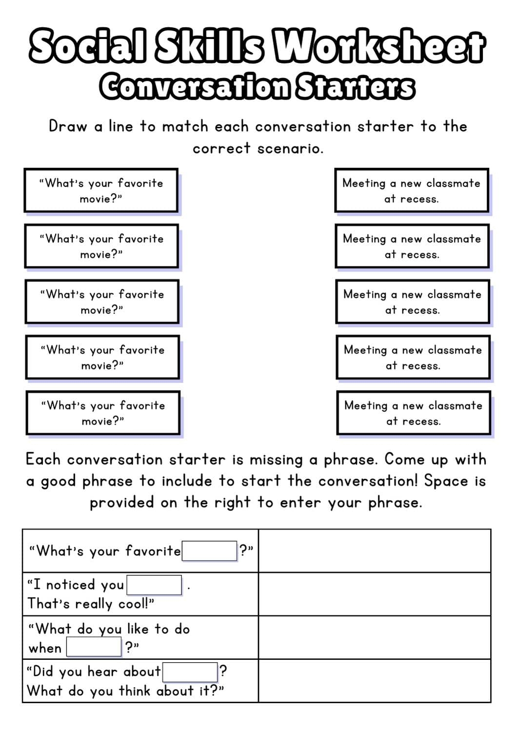 Free Social Skills Worksheets 2025